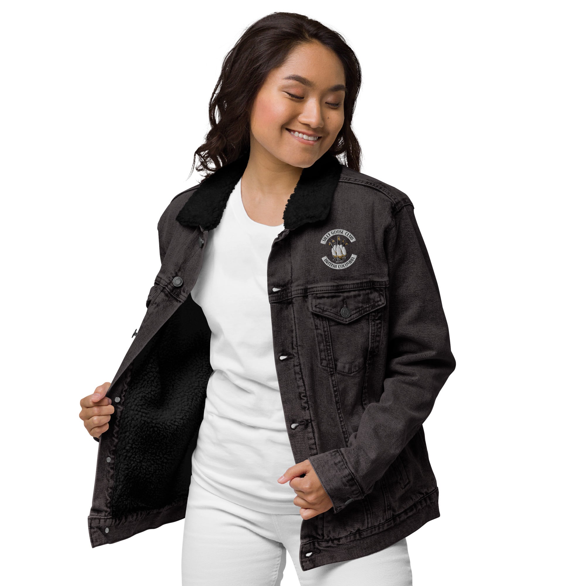 Design of Silly Goose Club - Unisex denim sherpa jacket , the colour is