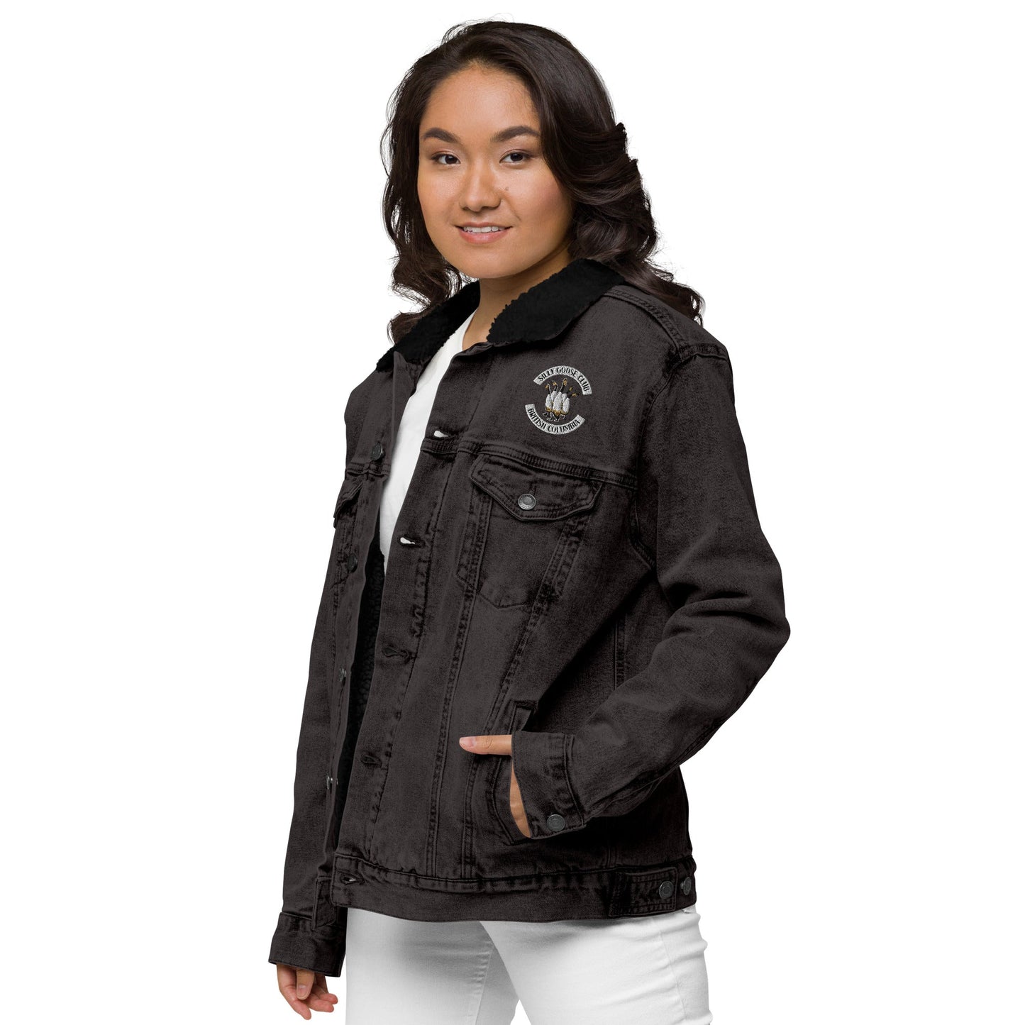 Design of Silly Goose Club - Unisex denim sherpa jacket , the colour is