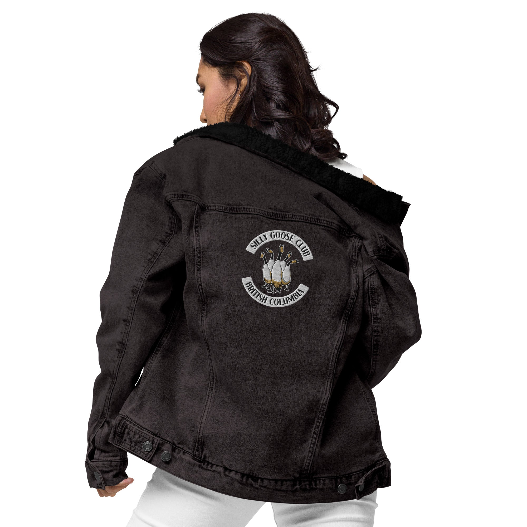 Design of Silly Goose Club - Unisex denim sherpa jacket , the colour is