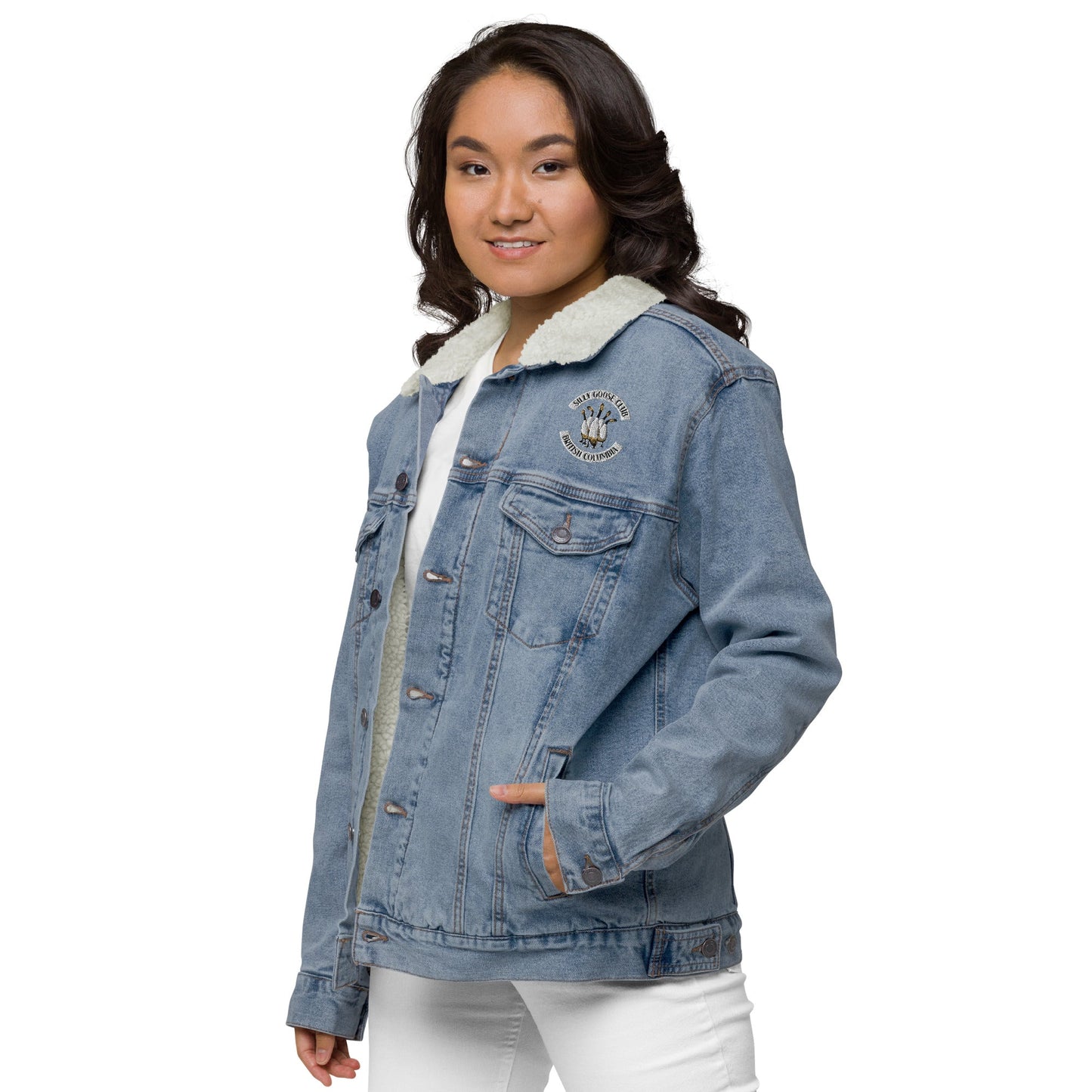 Design of Silly Goose Club - Unisex denim sherpa jacket , the colour is