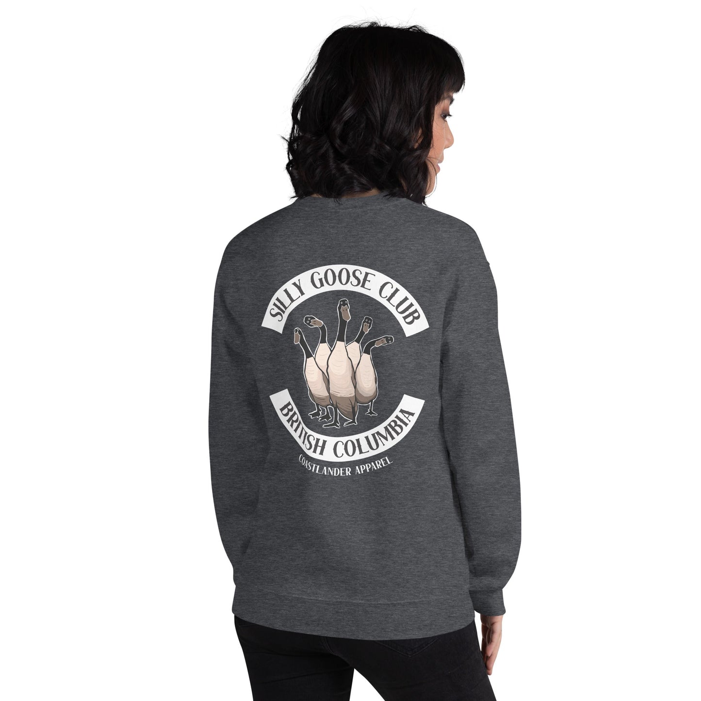 Design of Silly Goose Club - Unisex Sweatshirt , the colour is Dark Heather
