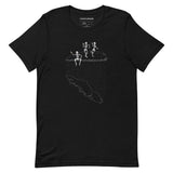 Design of Skeletons Dancing On Cloud - Vancouver Island - Unisex t-shirt , the colour is Black
