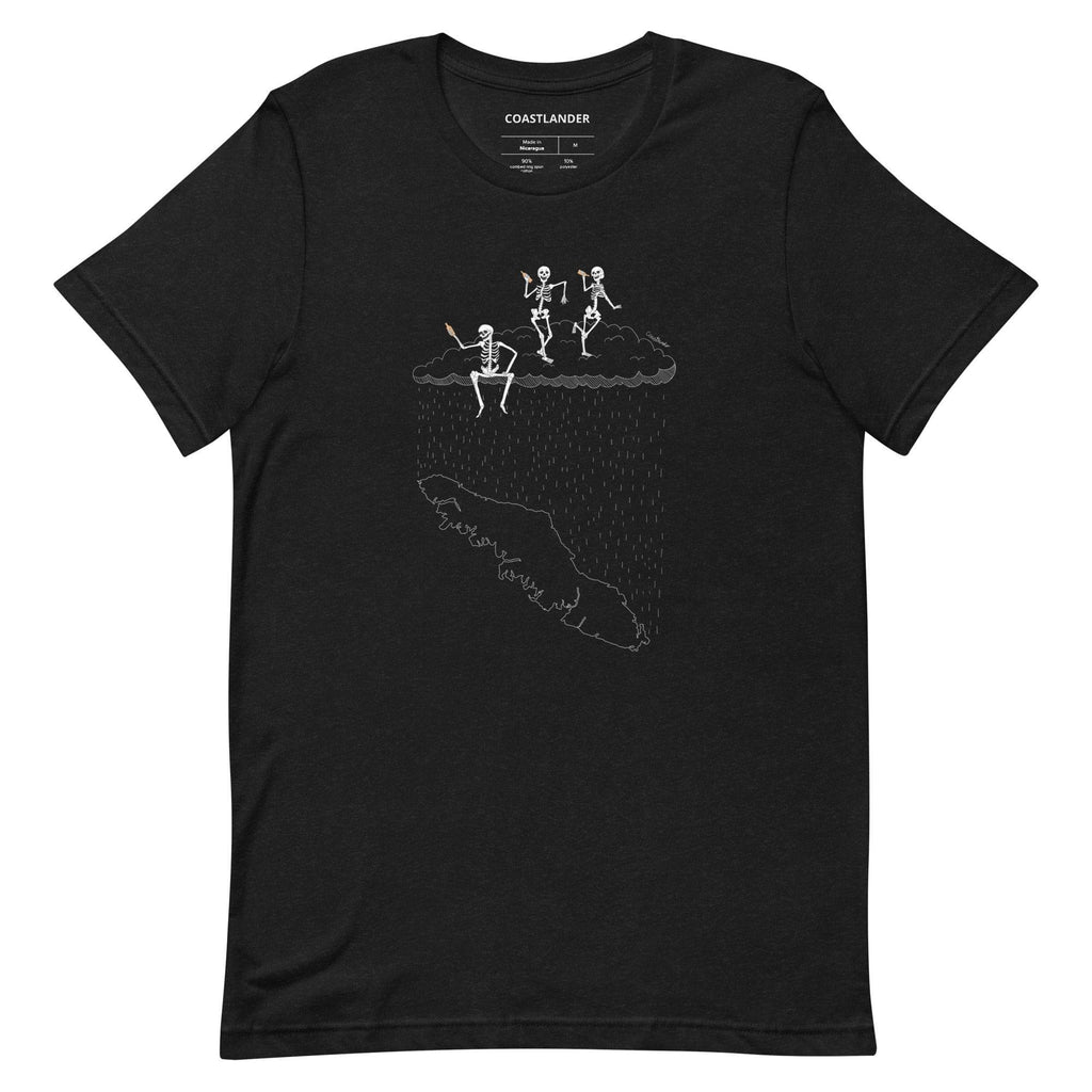 Design of Skeletons Dancing On Cloud - Vancouver Island - Unisex t-shirt , the colour is Black Heather