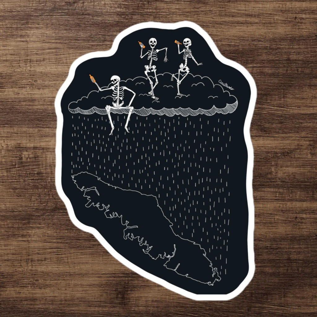 Design of Skeletons Dancing over Vancouver Island - Sticker , the colour is 5.5″×5.5″