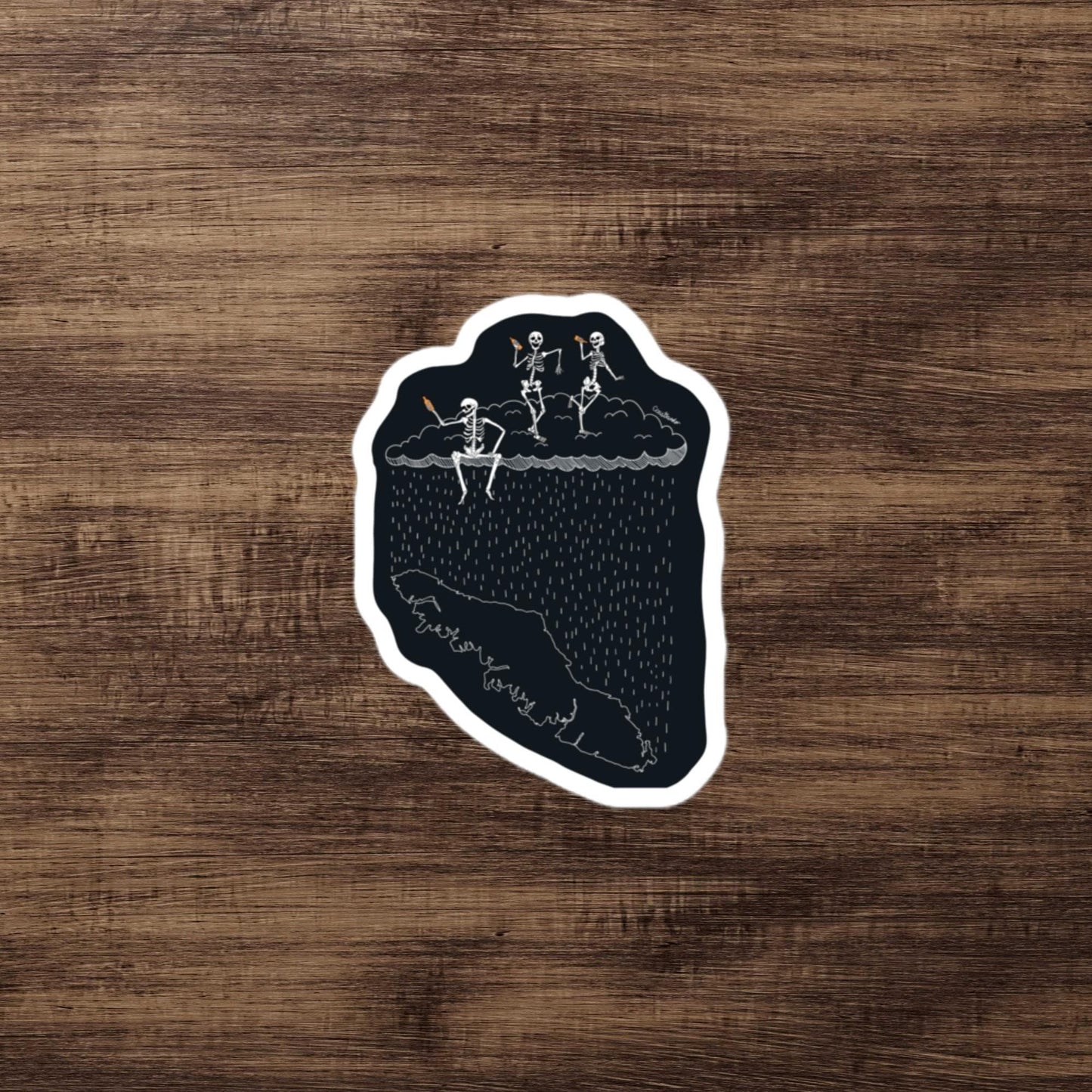 Design of Skeletons Dancing over Vancouver Island - Sticker , the colour is