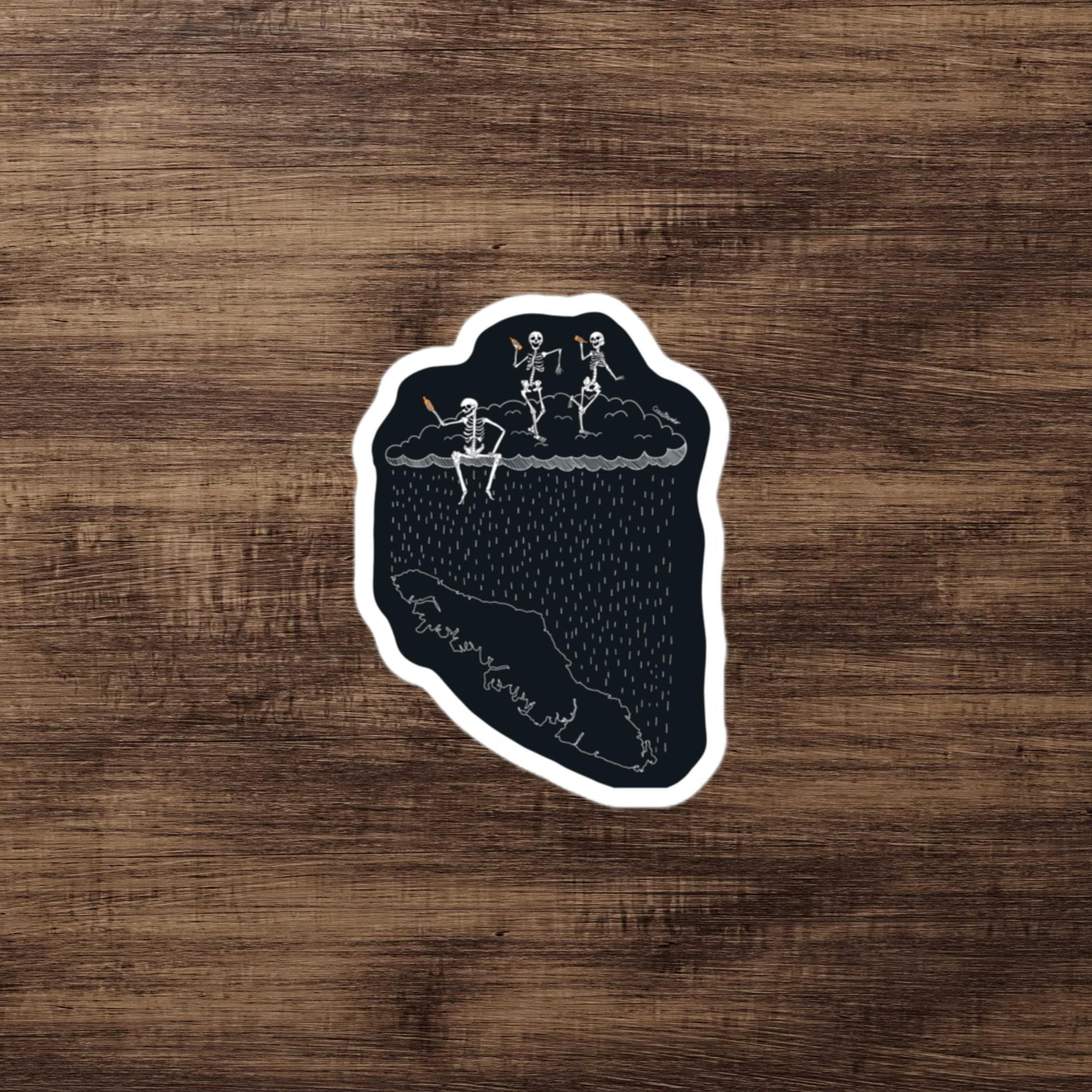 Design of Skeletons Dancing over Vancouver Island - Sticker , the colour is