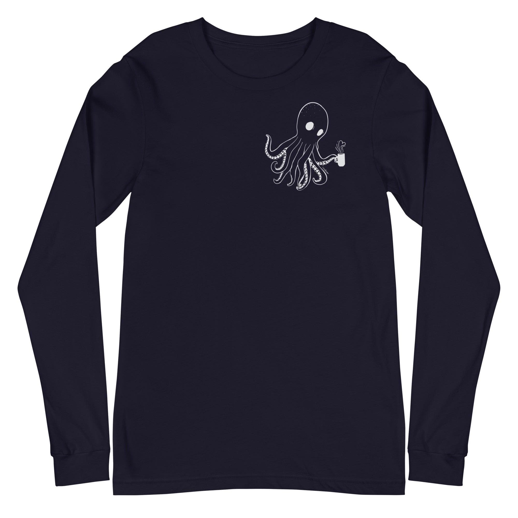 Design of Spooky Octopus - Unisex Long Sleeve Tee , the colour is Navy