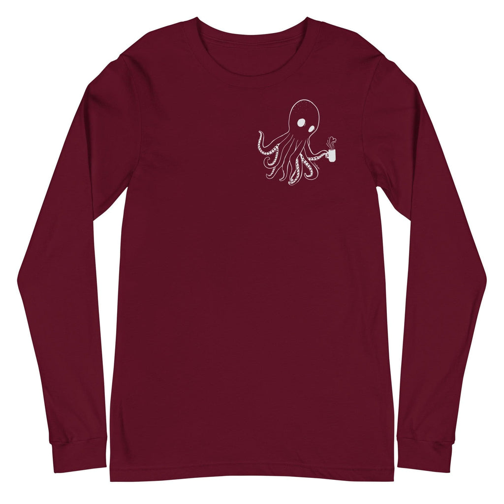 Design of Spooky Octopus - Unisex Long Sleeve Tee , the colour is Maroon