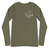 Design of Spooky Octopus - Unisex Long Sleeve Tee , the colour is Military Green