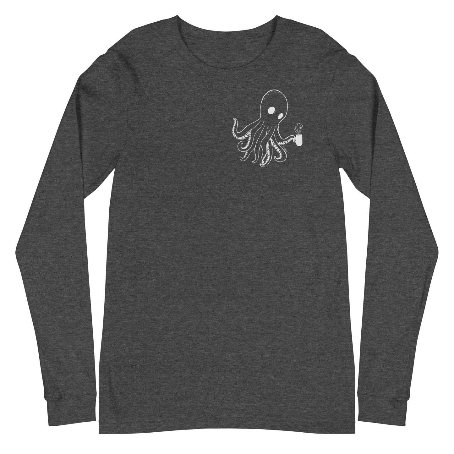 Design of Spooky Octopus - Unisex Long Sleeve Tee , the colour is Dark Grey Heather