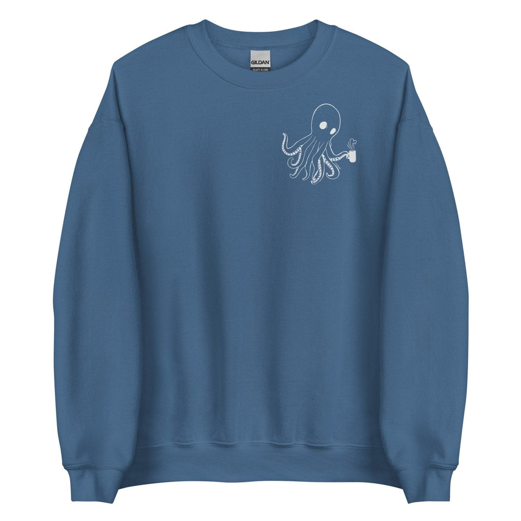 Design of Spooky Octopus - Unisex Sweatshirt , the colour is Indigo Blue