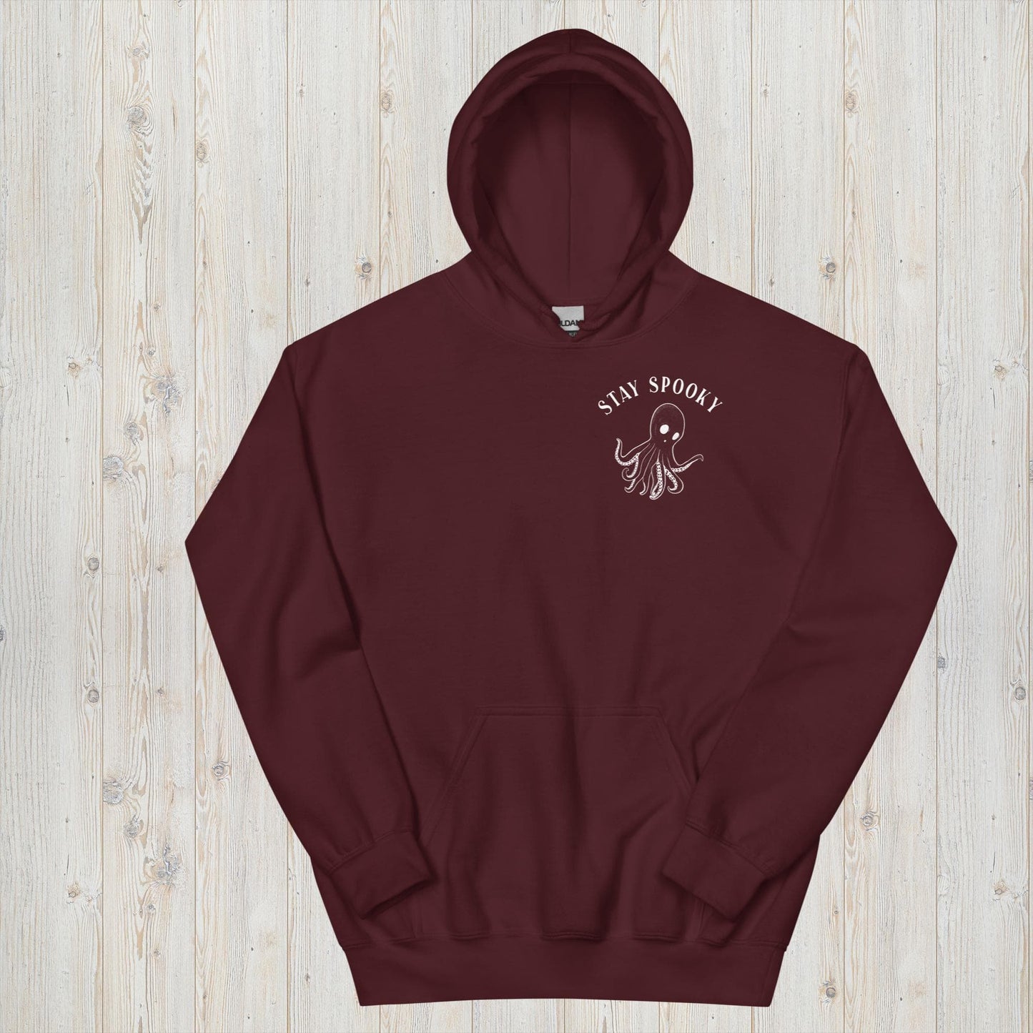 Design of Stay Spooky Octopus - Ghost - Unisex Hoodie , the colour is