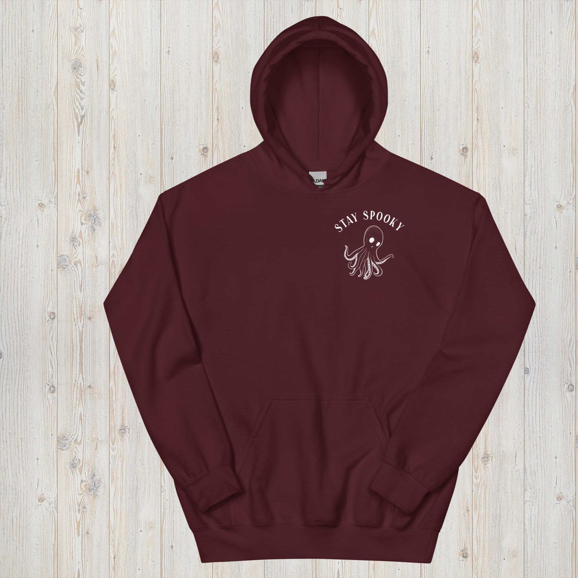 Design of Stay Spooky Octopus - Ghost - Unisex Hoodie , the colour is