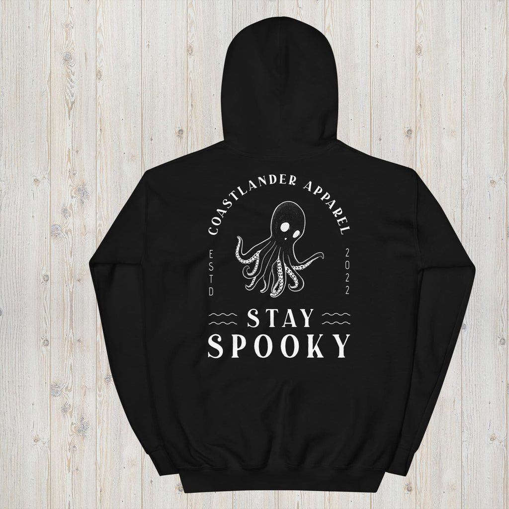 Design of Stay Spooky Octopus - Ghost - Unisex Hoodie , the colour is Black