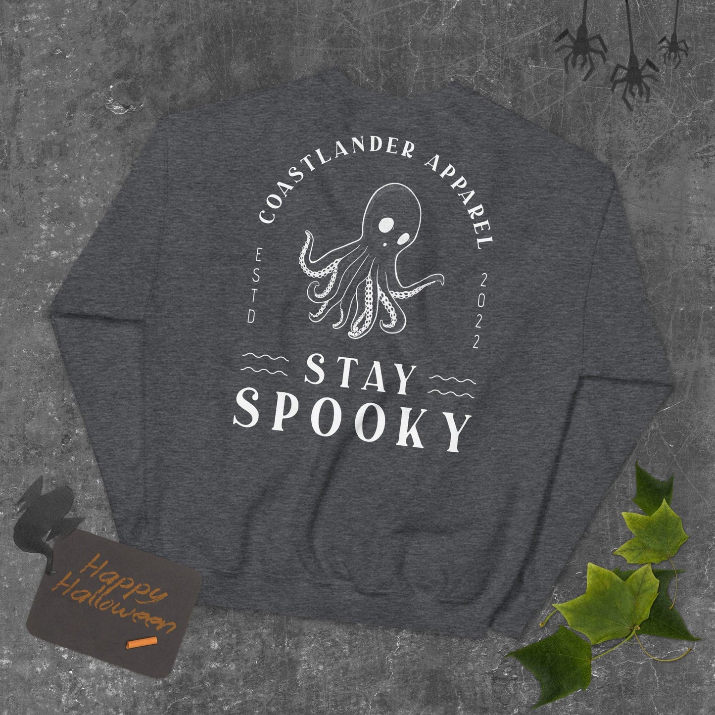 Design of Stay Spooky Octopus - Ghost - Unisex Sweatshirt , the colour is