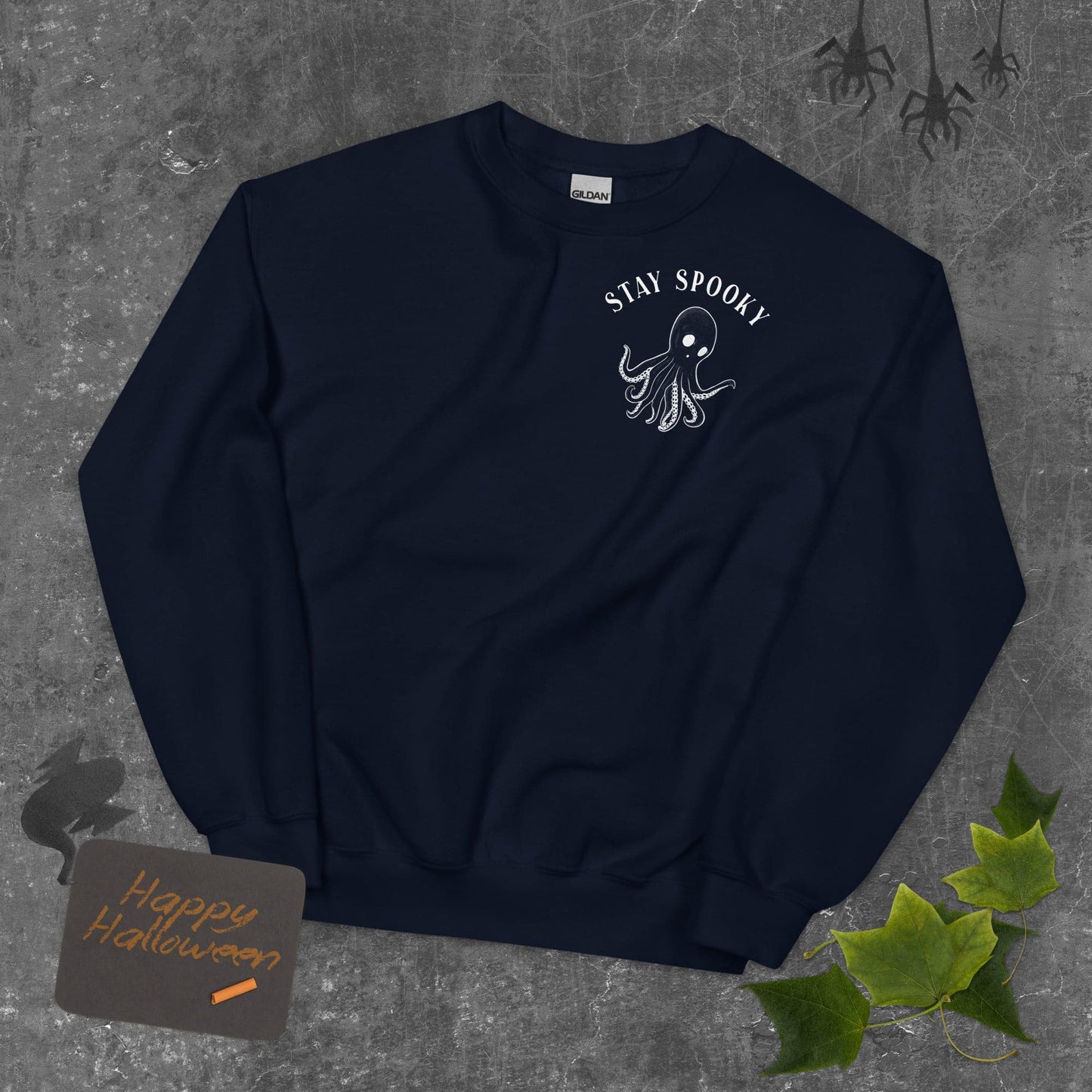 Design of Stay Spooky Octopus - Ghost - Unisex Sweatshirt , the colour is