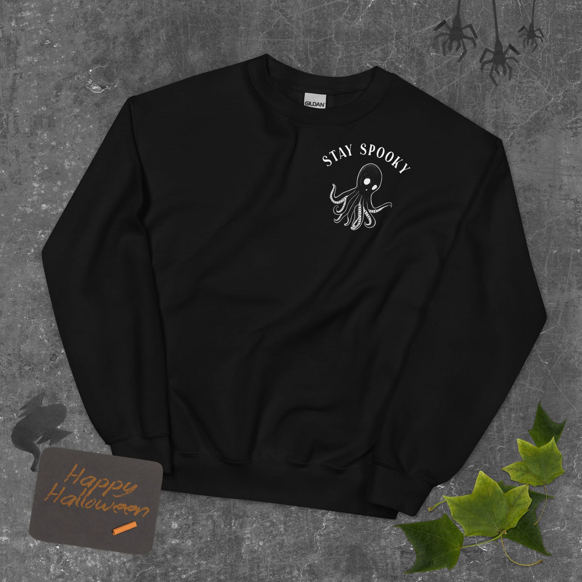Design of Stay Spooky Octopus - Ghost - Unisex Sweatshirt , the colour is