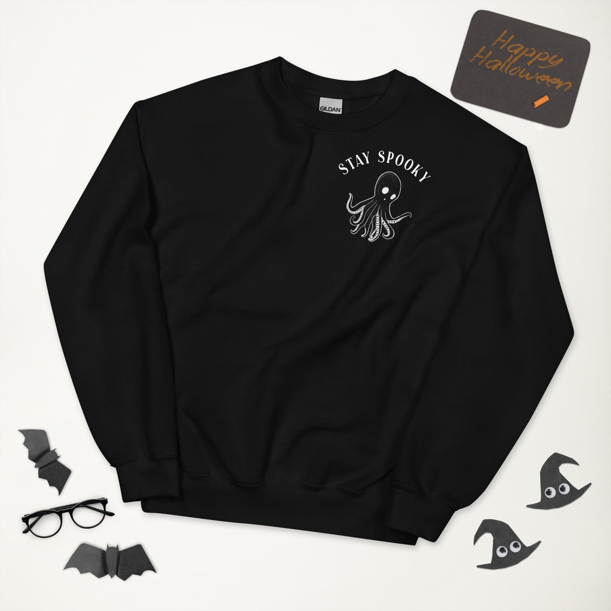 Design of Stay Spooky Octopus - Ghost - Unisex Sweatshirt , the colour is
