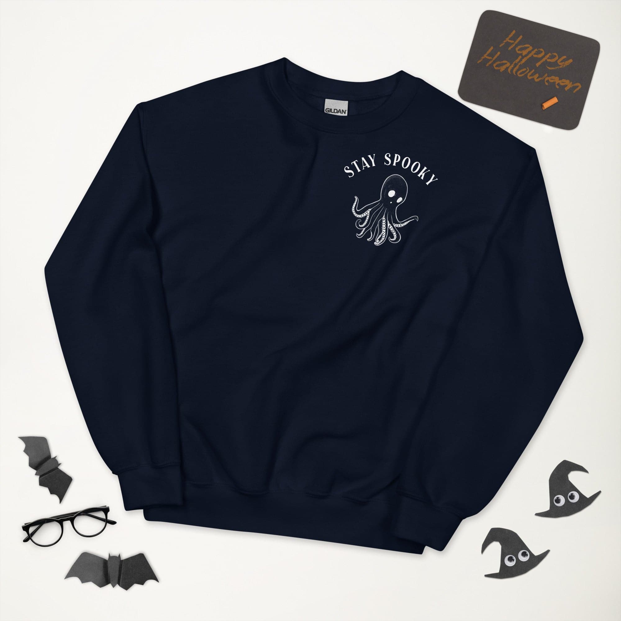 Design of Stay Spooky Octopus - Ghost - Unisex Sweatshirt , the colour is
