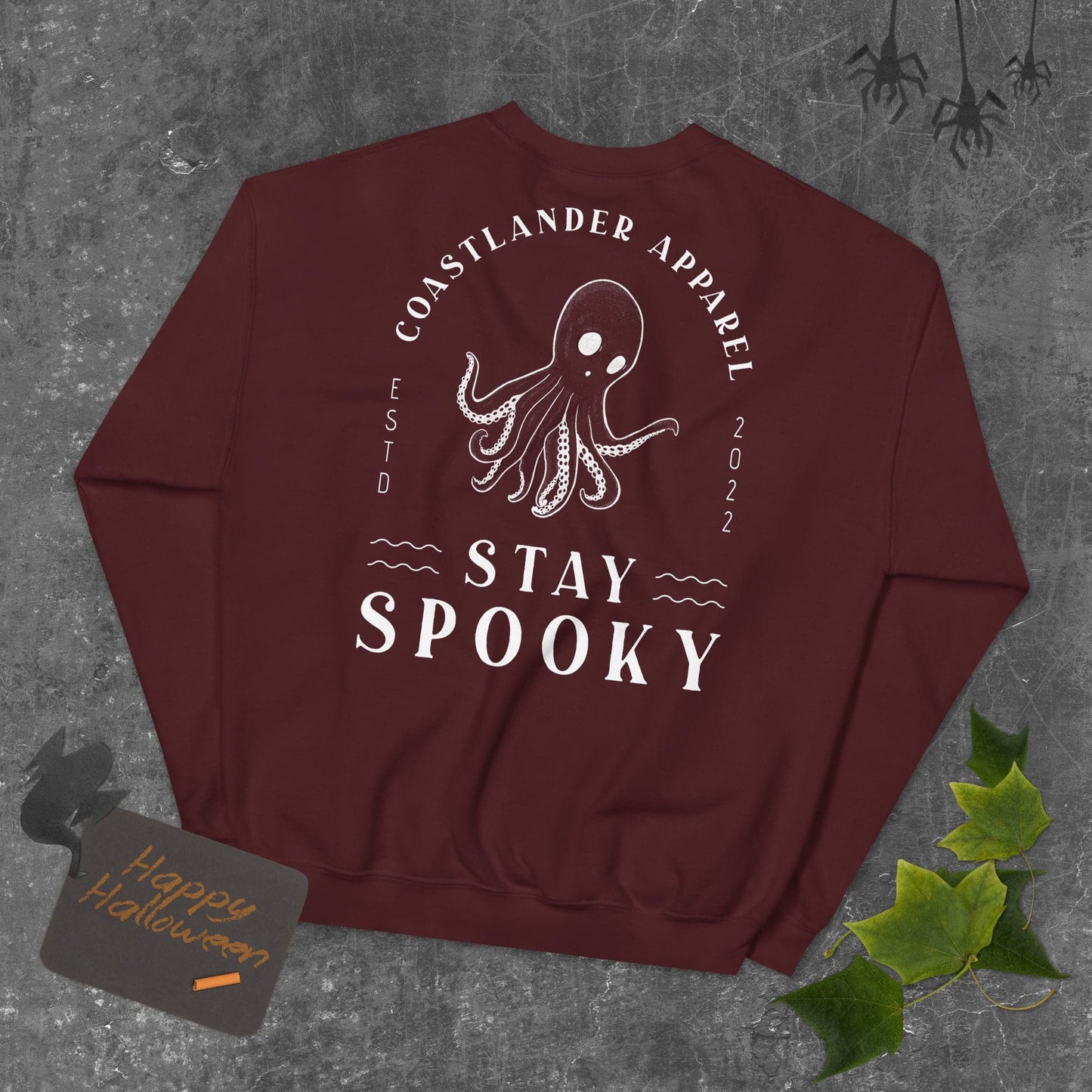 Design of Stay Spooky Octopus - Ghost - Unisex Sweatshirt , the colour is