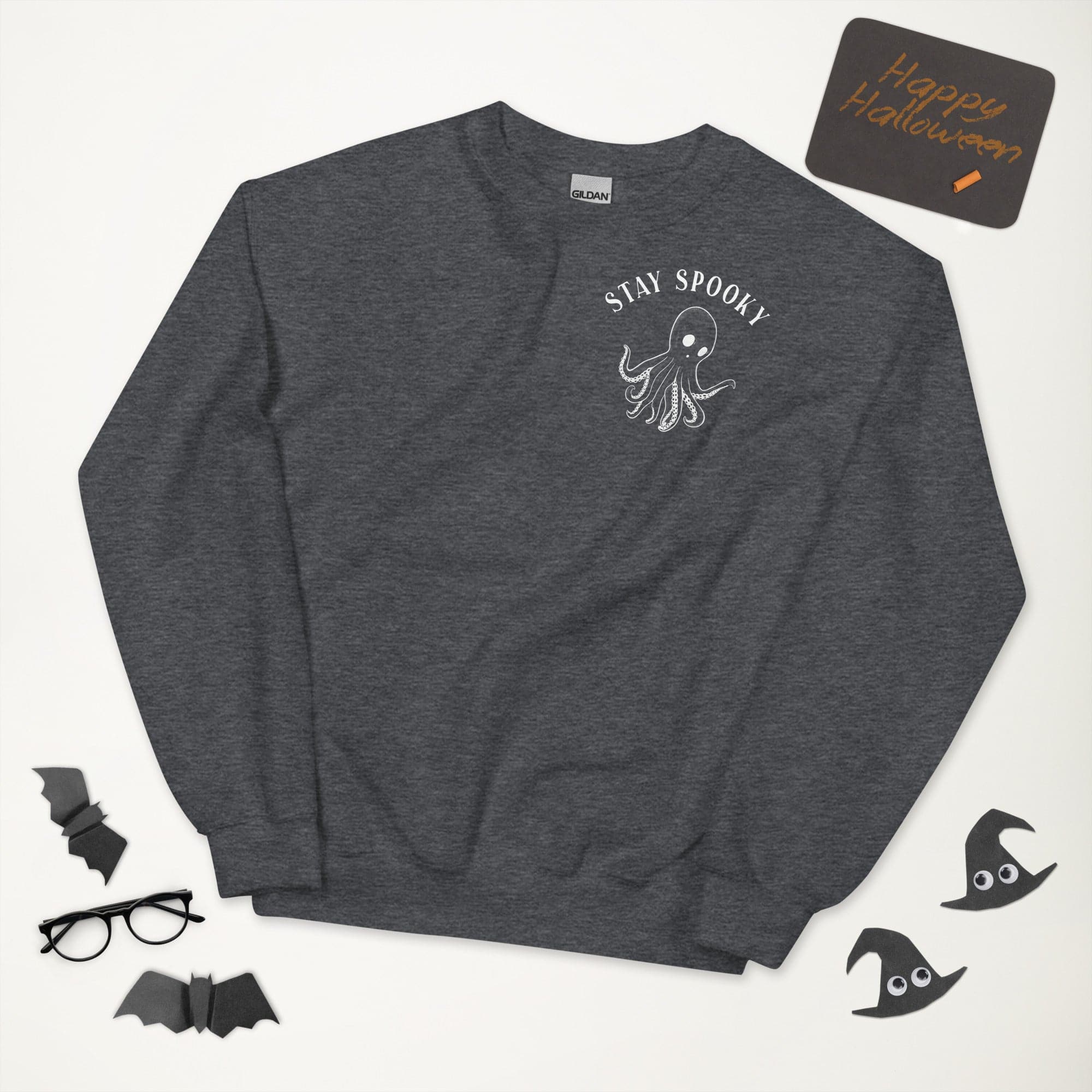 Design of Stay Spooky Octopus - Ghost - Unisex Sweatshirt , the colour is