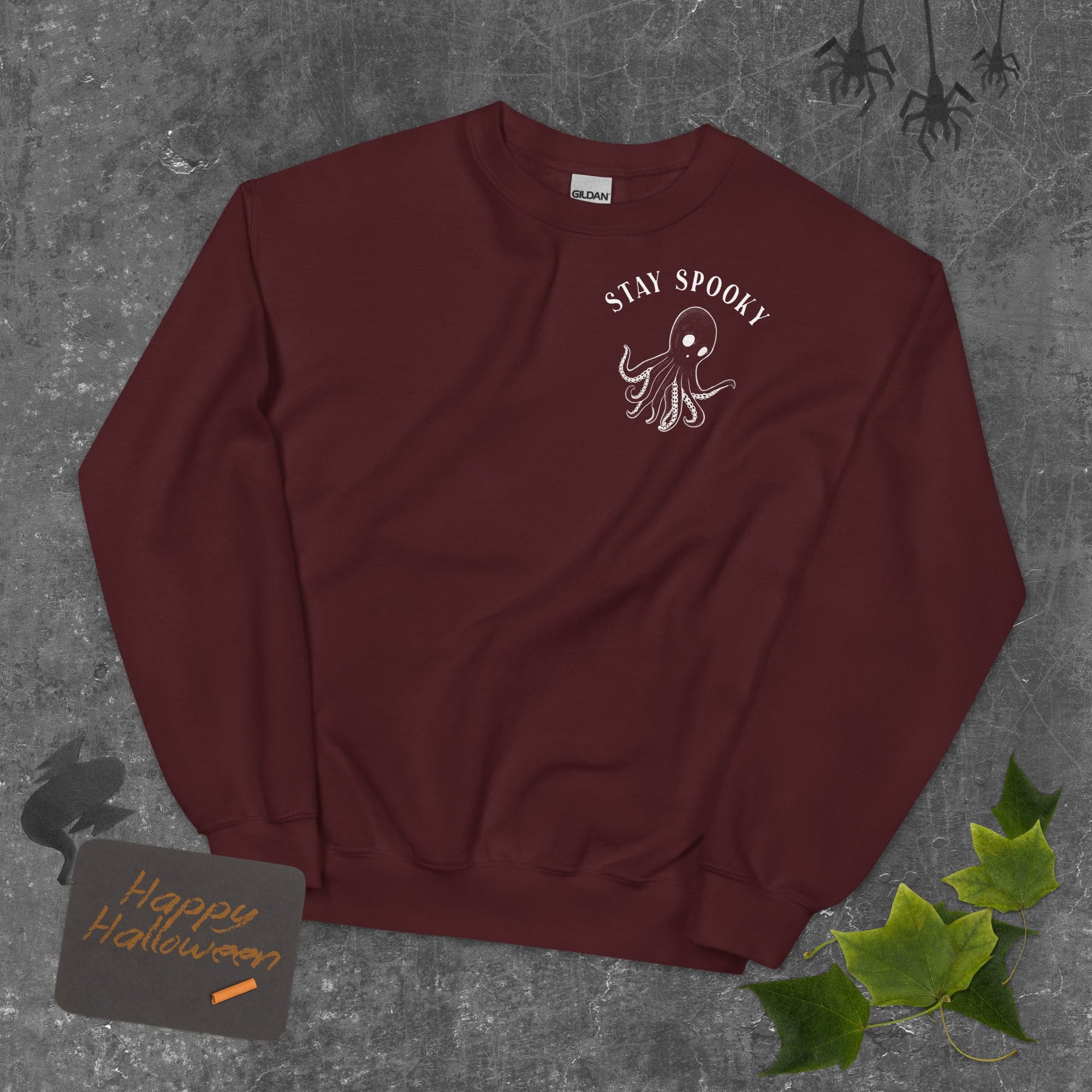 Design of Stay Spooky Octopus - Ghost - Unisex Sweatshirt , the colour is