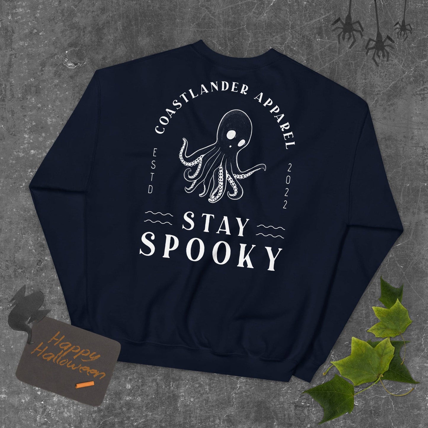 Design of Stay Spooky Octopus - Ghost - Unisex Sweatshirt , the colour is