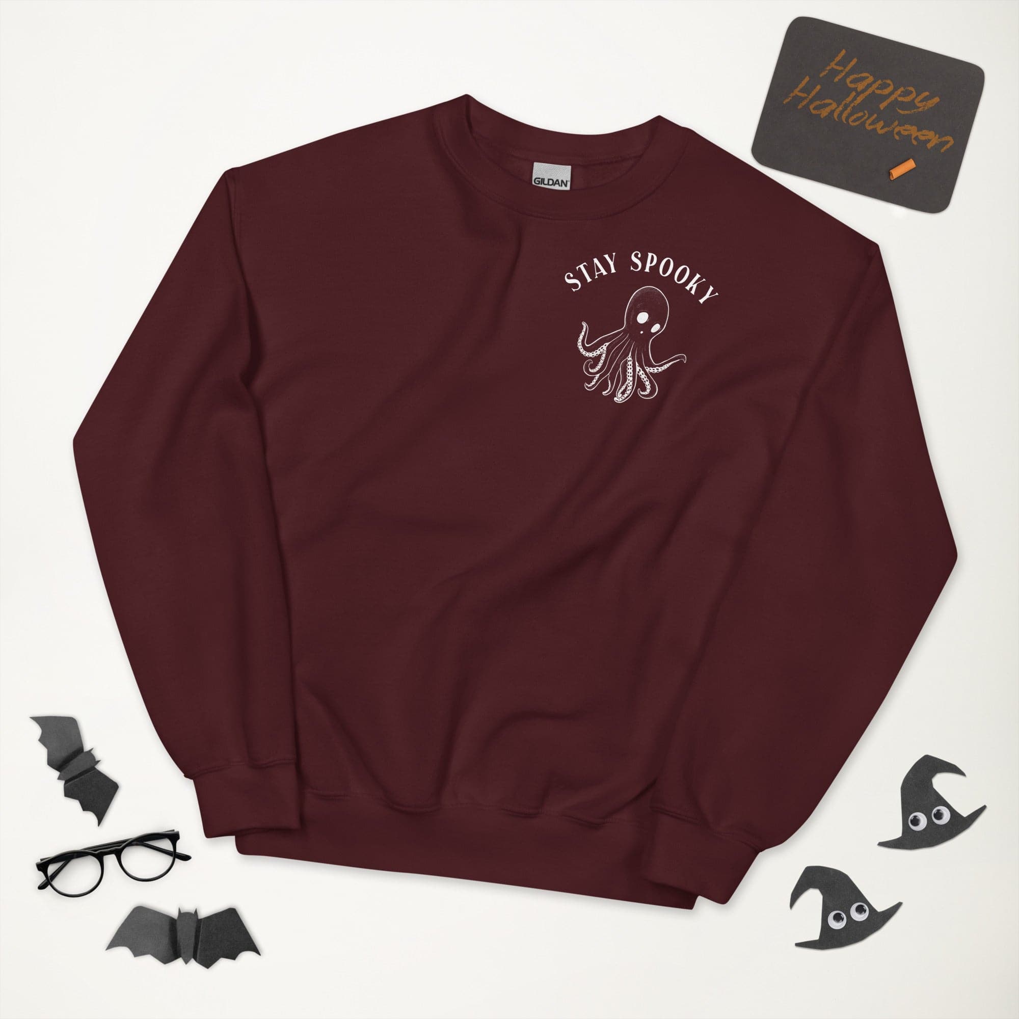 Design of Stay Spooky Octopus - Ghost - Unisex Sweatshirt , the colour is