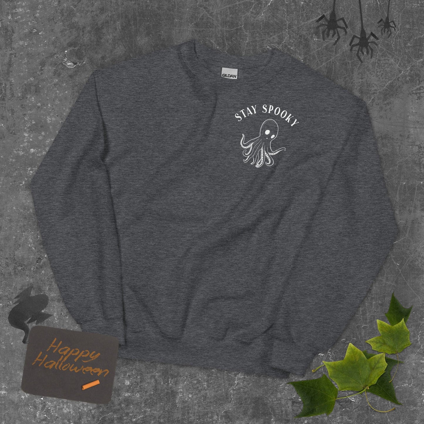 Design of Stay Spooky Octopus - Ghost - Unisex Sweatshirt , the colour is