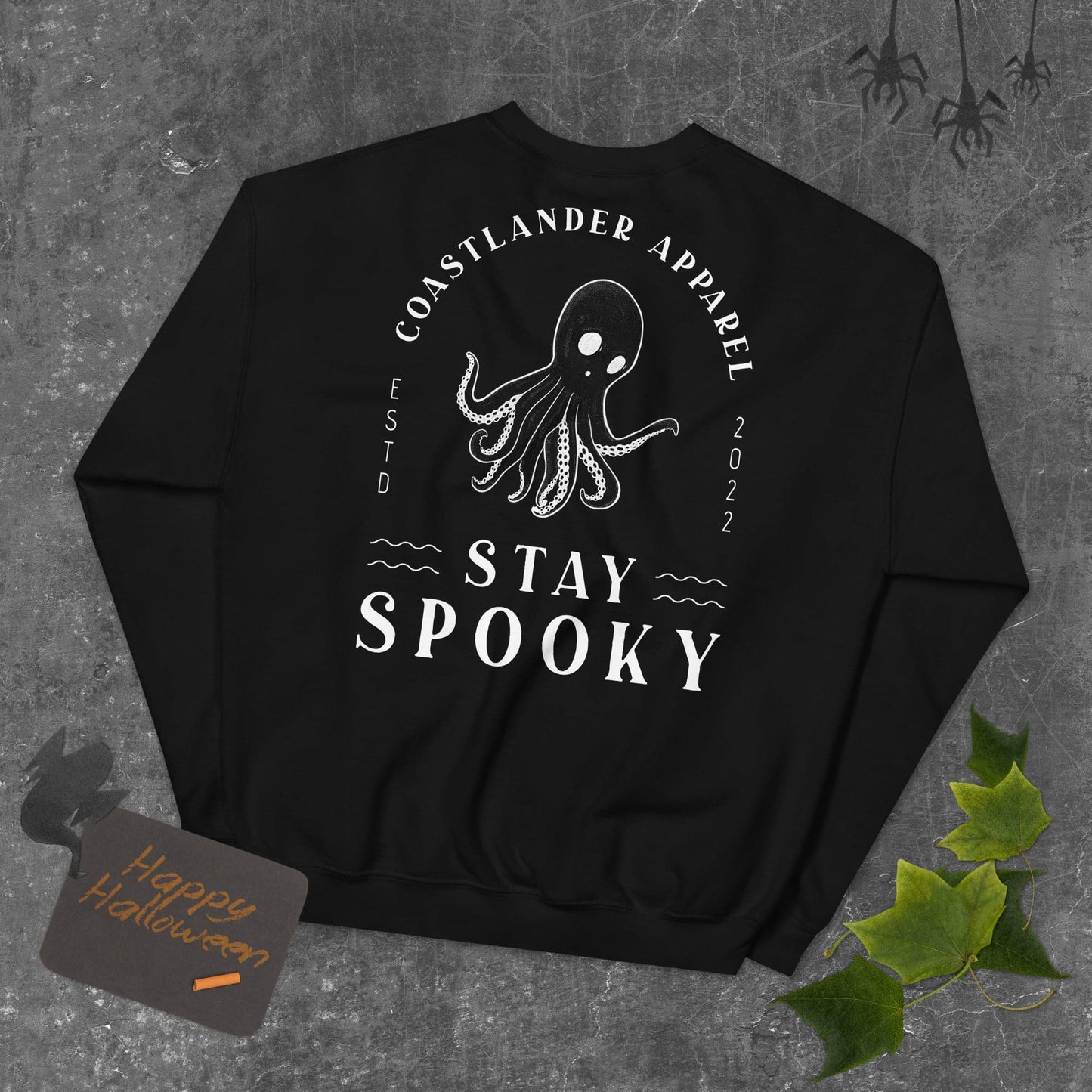 Design of Stay Spooky Octopus - Ghost - Unisex Sweatshirt , the colour is