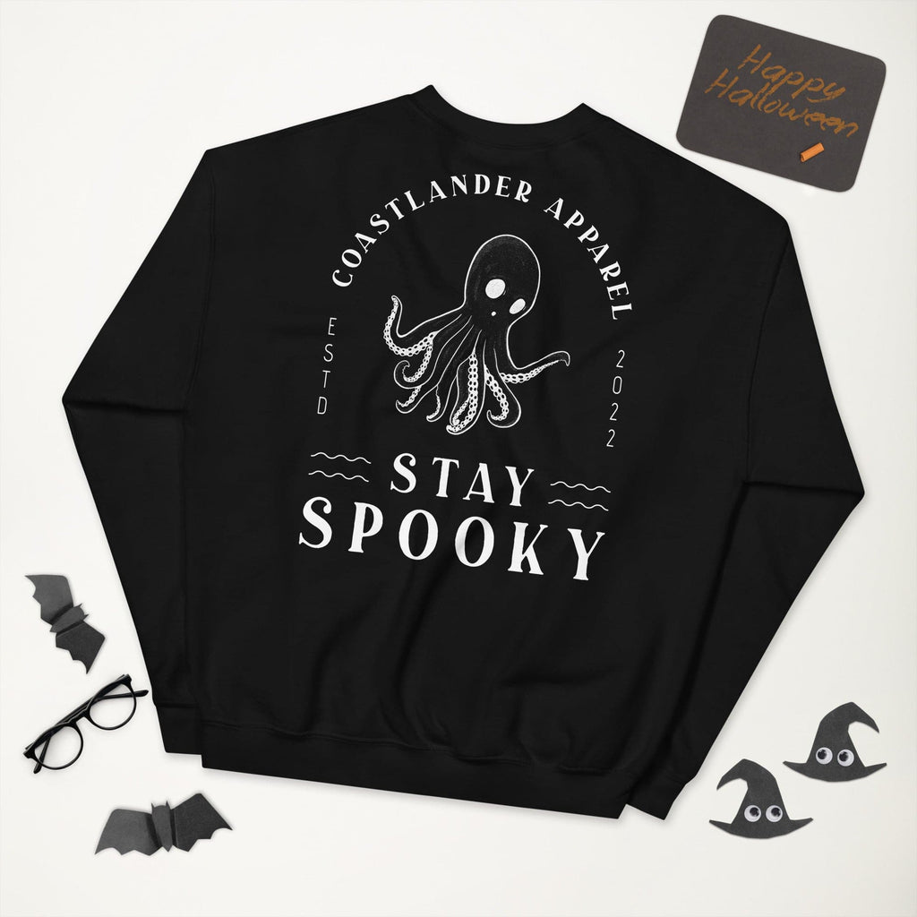 Design of Stay Spooky Octopus - Ghost - Unisex Sweatshirt , the colour is Black