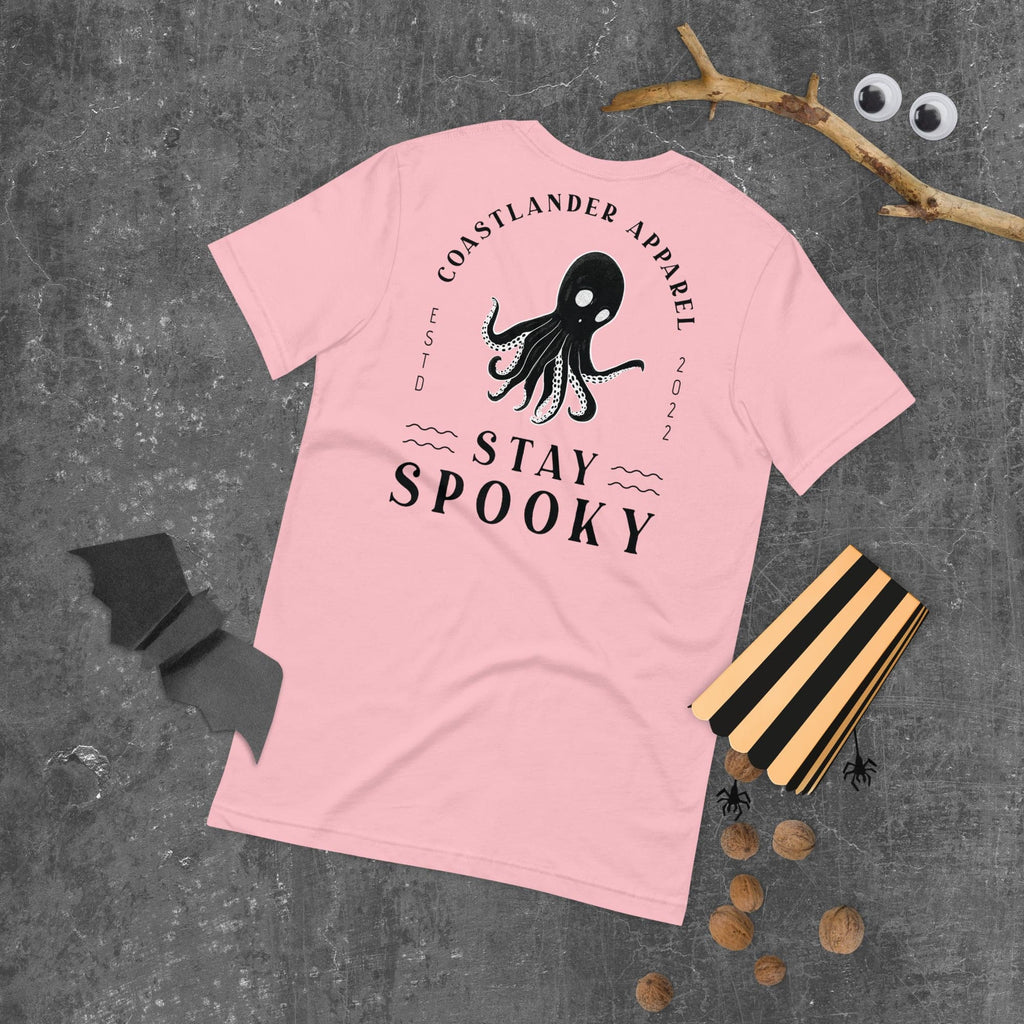 Design of Stay Spooky - Octopus - Ghost - Unisex t-shirt , the colour is Pink