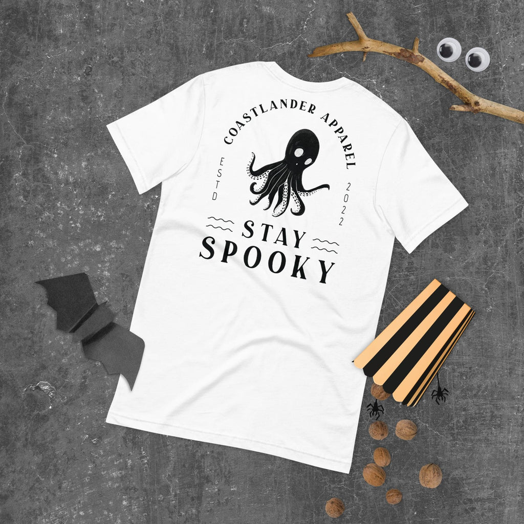 Design of Stay Spooky - Octopus - Ghost - Unisex t-shirt , the colour is White