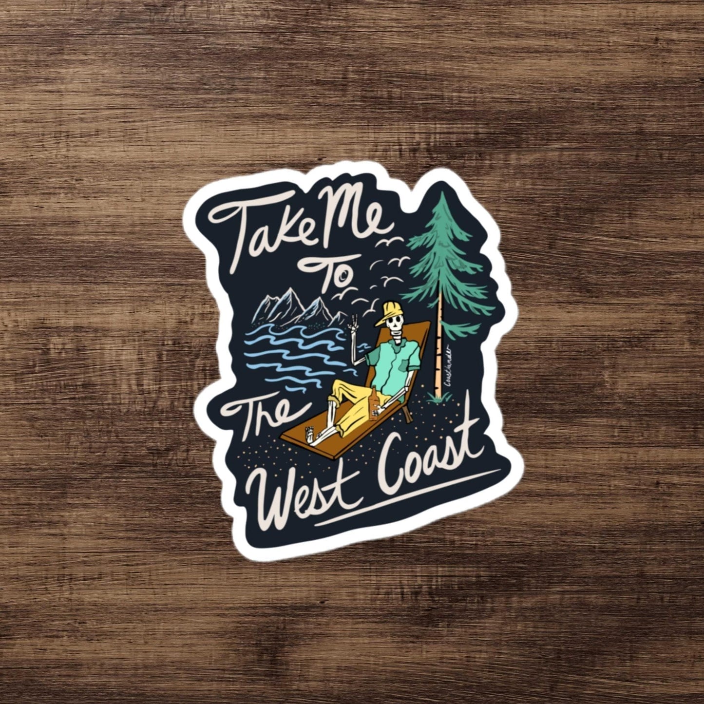 Design of Take Me To The West Coast - Skeleton - Sticker , the colour is