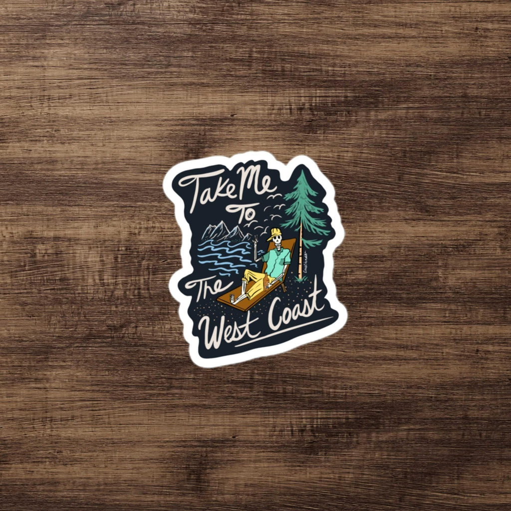 Design of Take Me To The West Coast - Skeleton - Sticker , the colour is