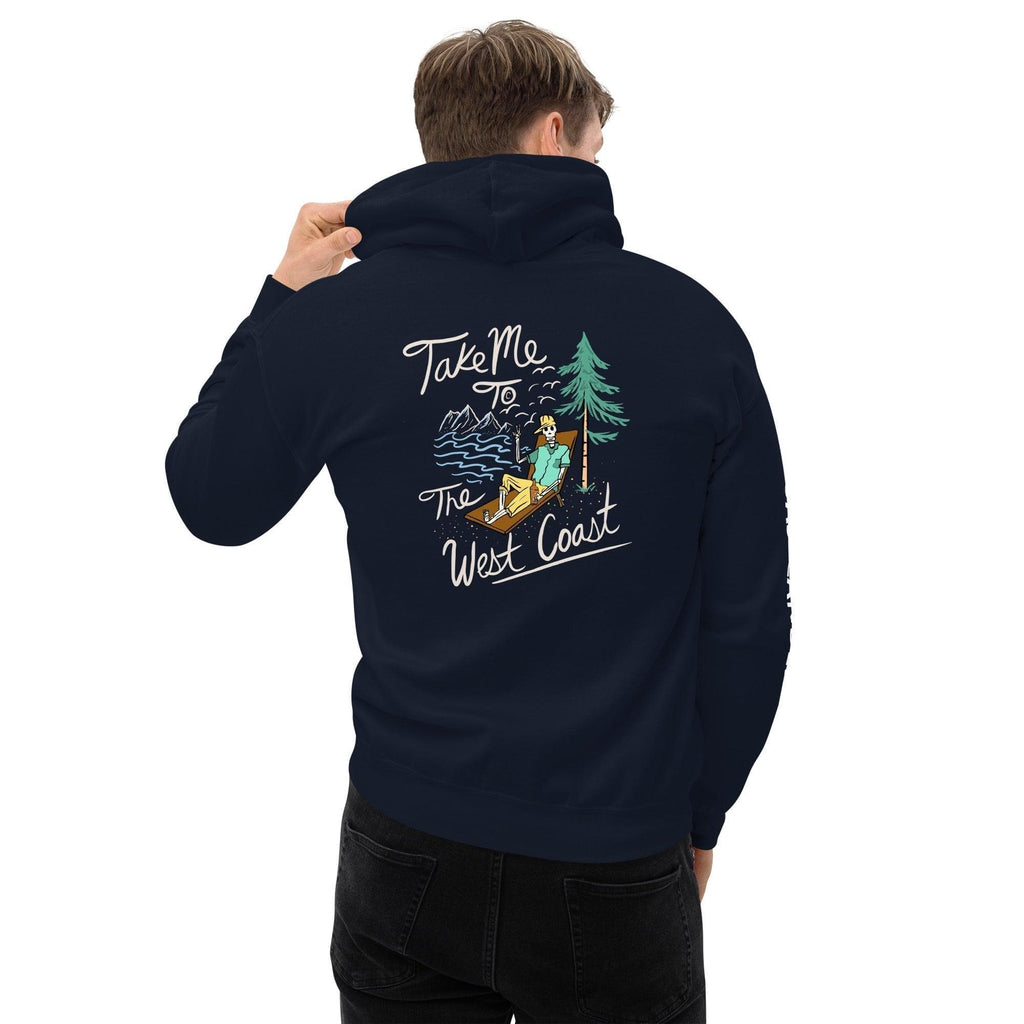 Design of Take Me To The West Coast - Skeleton- Unisex Hoodie , the colour is Navy