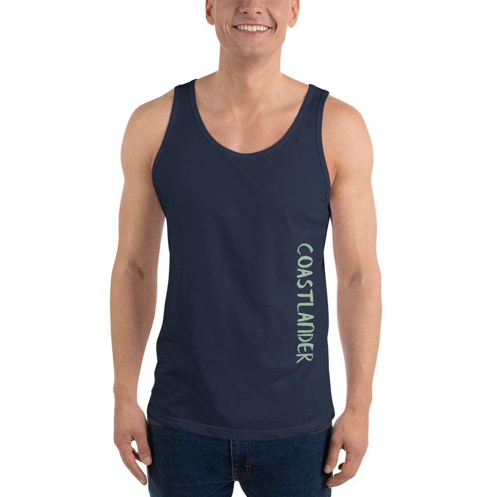 Design of Take Me To The West Coast - Unisex Tank Top , the colour is Navy