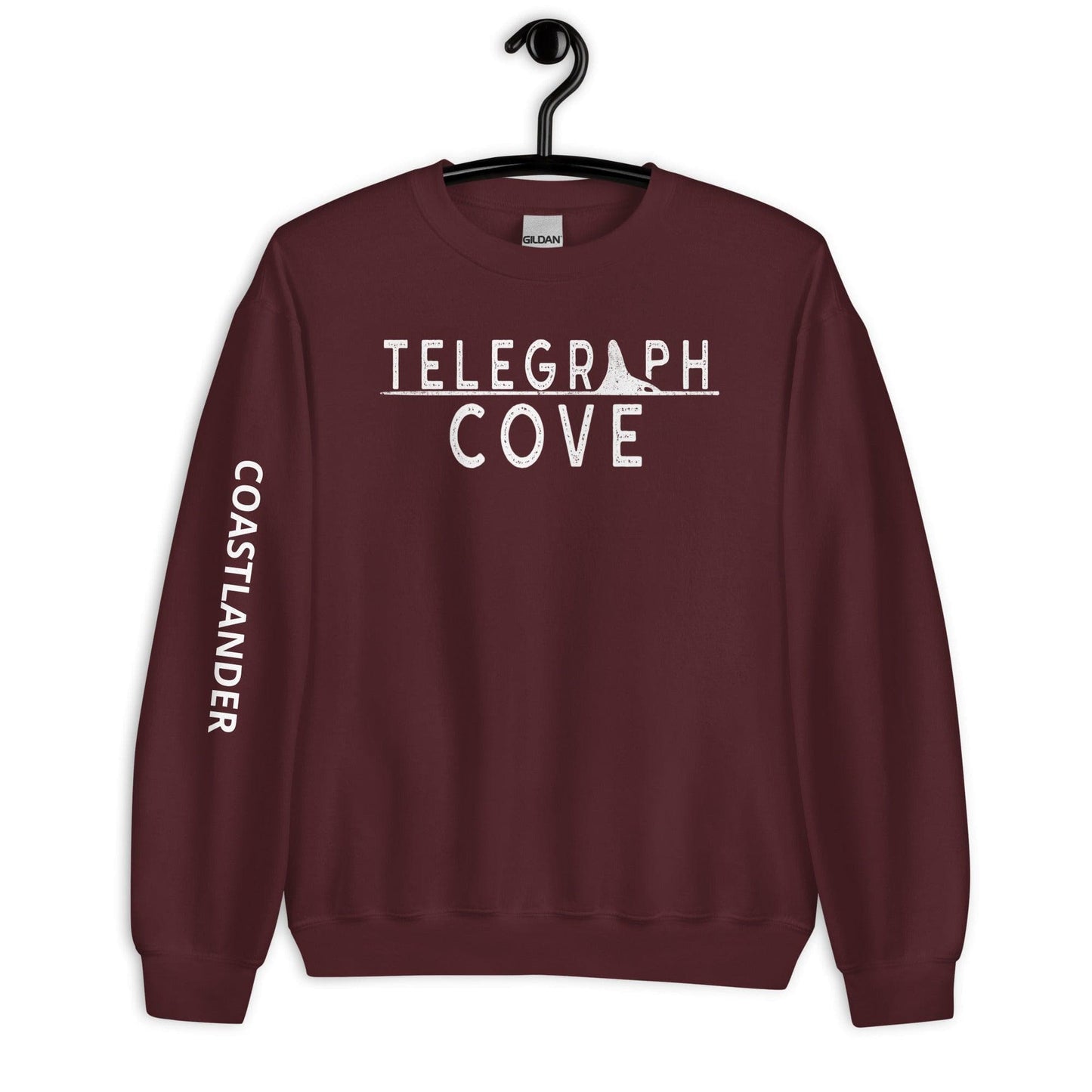Design of Telegraph Cove Logo - Unisex Sweatshirt , the colour is Maroon