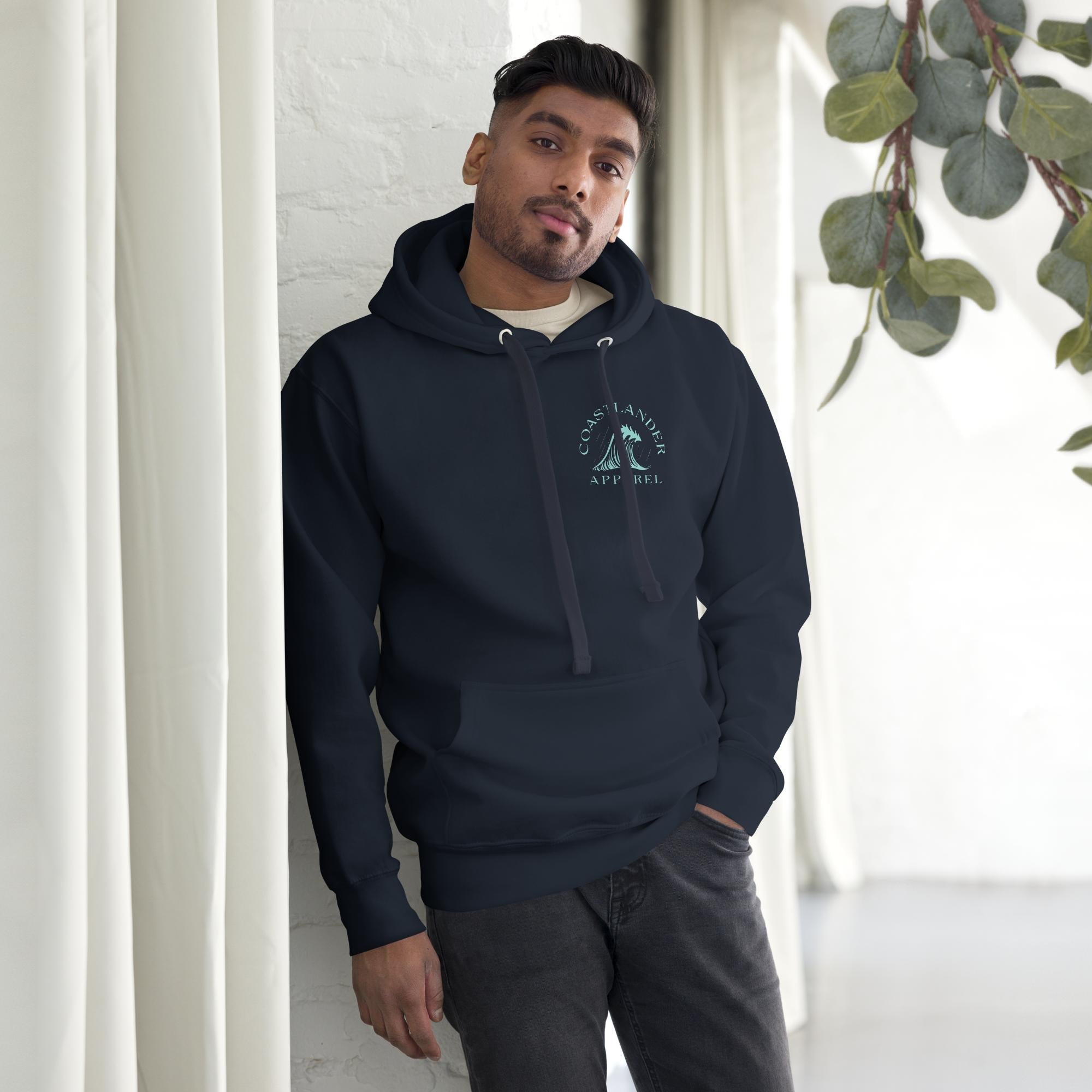Design of Tree Wave Design - on back - Unisex Hoodie , the colour is