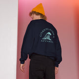 Design of Tree Wave Design - on back - Unisex Sweatshirt , the colour is Navy