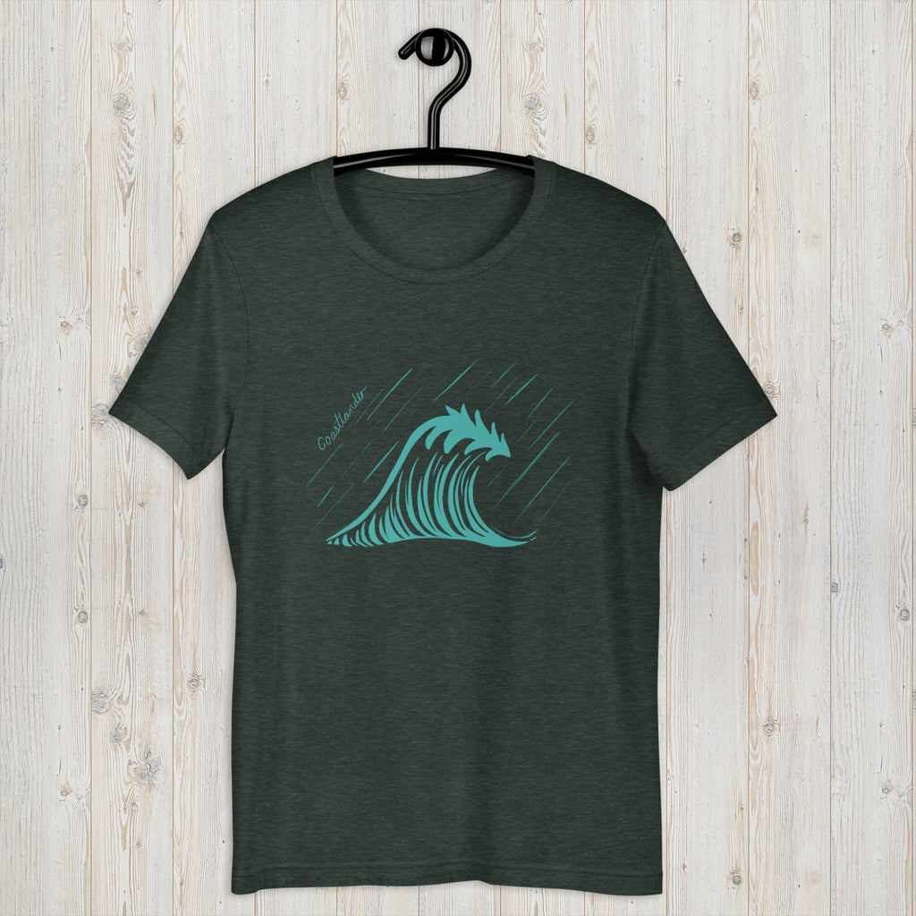 Design of Tree Wave Design - Unisex t-shirt , the colour is Heather Forest