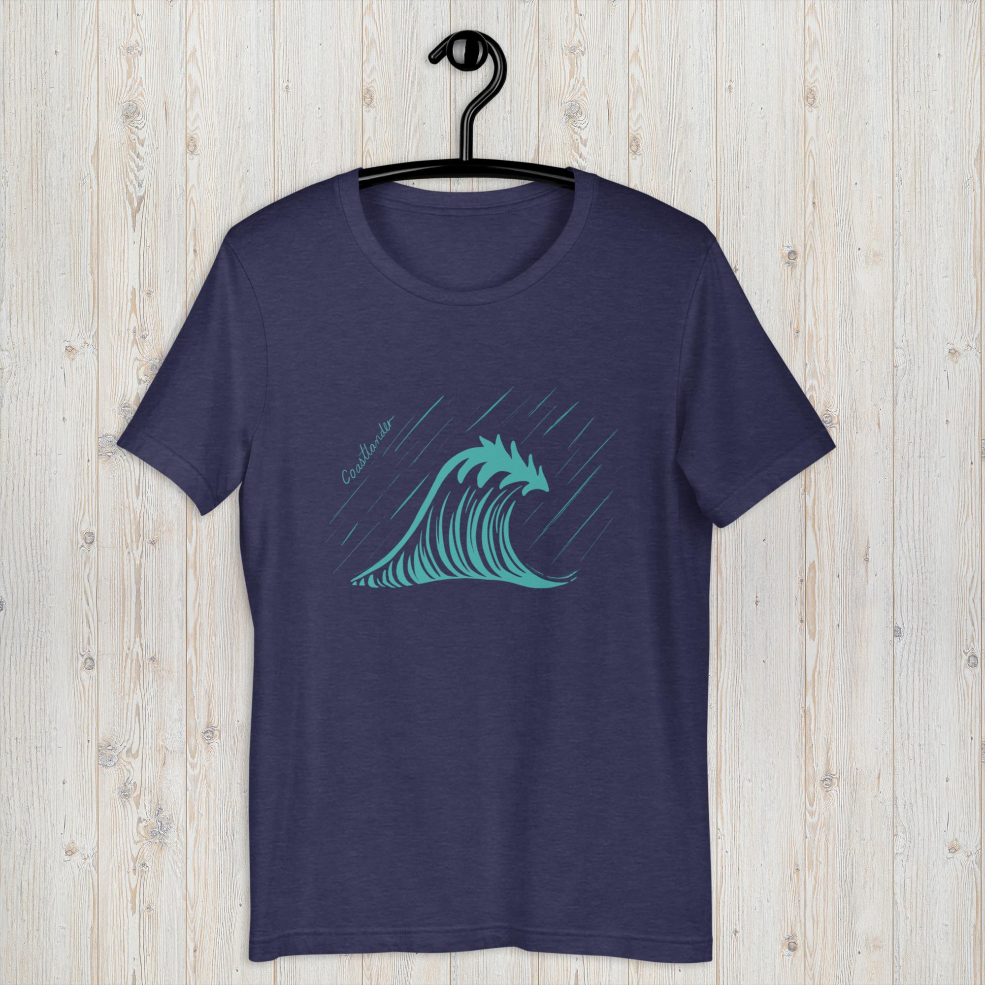 Design of Tree Wave Design - Unisex t-shirt , the colour is Heather Midnight Navy