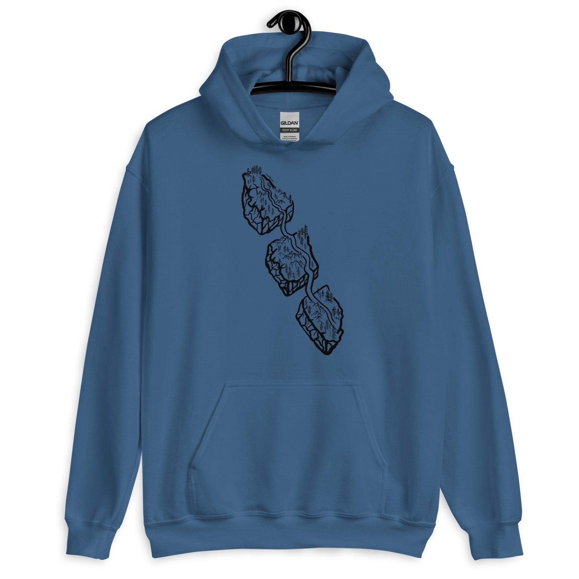 Design of Van Isle Highway - Unisex Hoodie , the colour is Indigo Blue