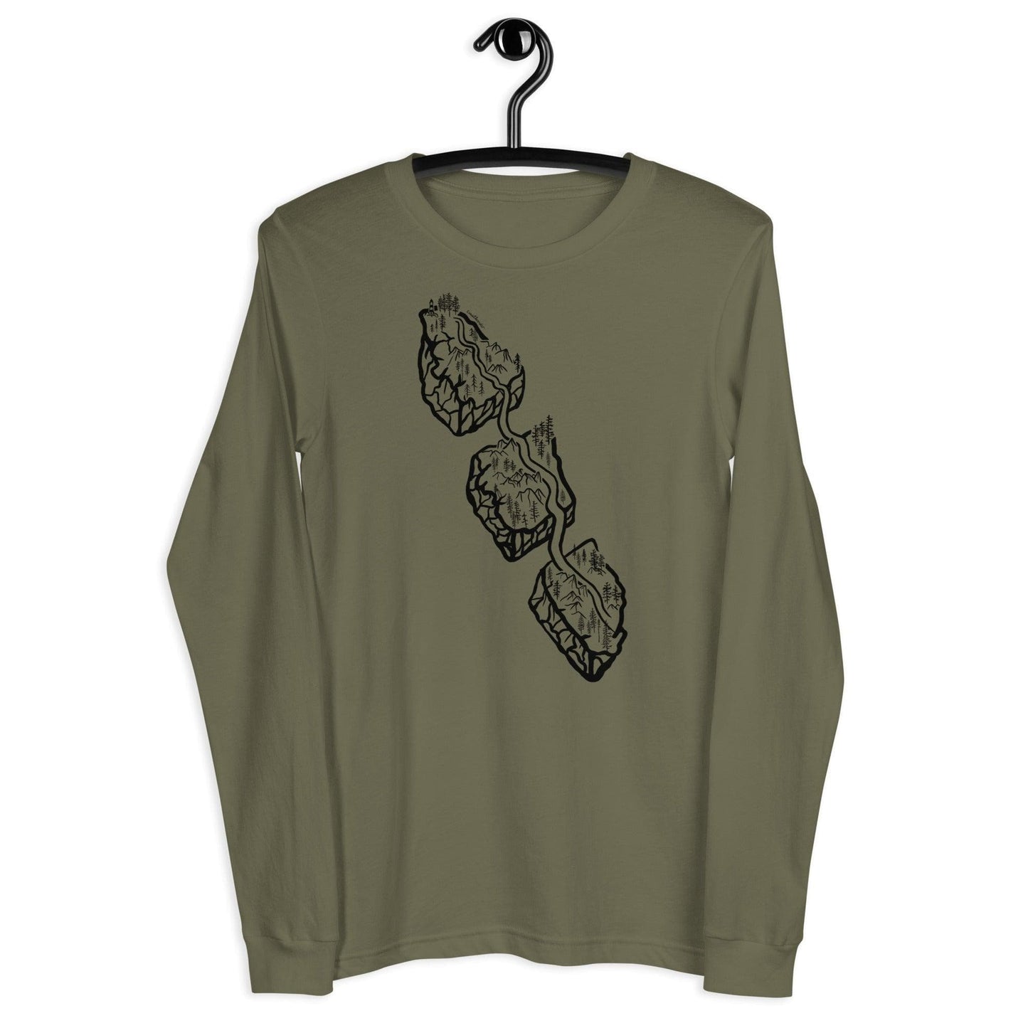 Design of Van Isle Highway - Unisex Long Sleeve Tee , the colour is Military Green