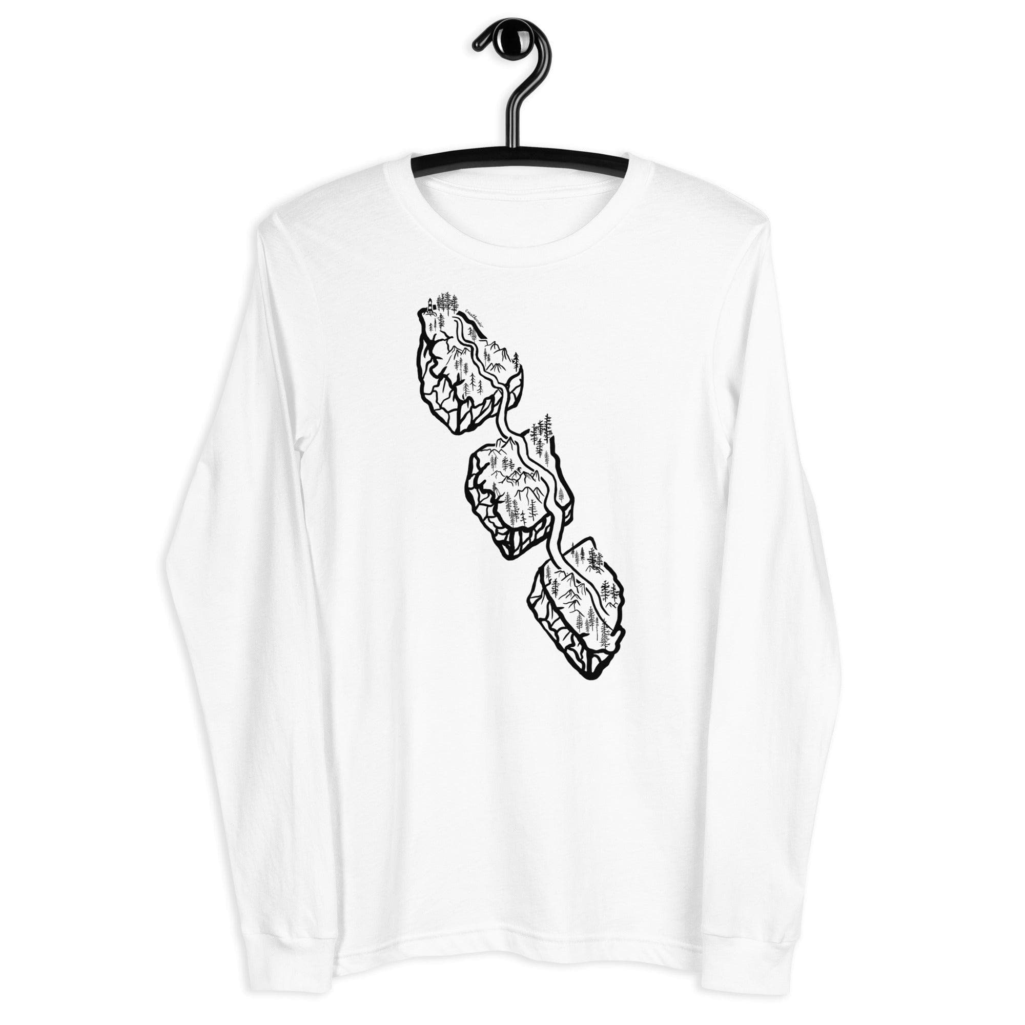 Design of Van Isle Highway - Unisex Long Sleeve Tee , the colour is White