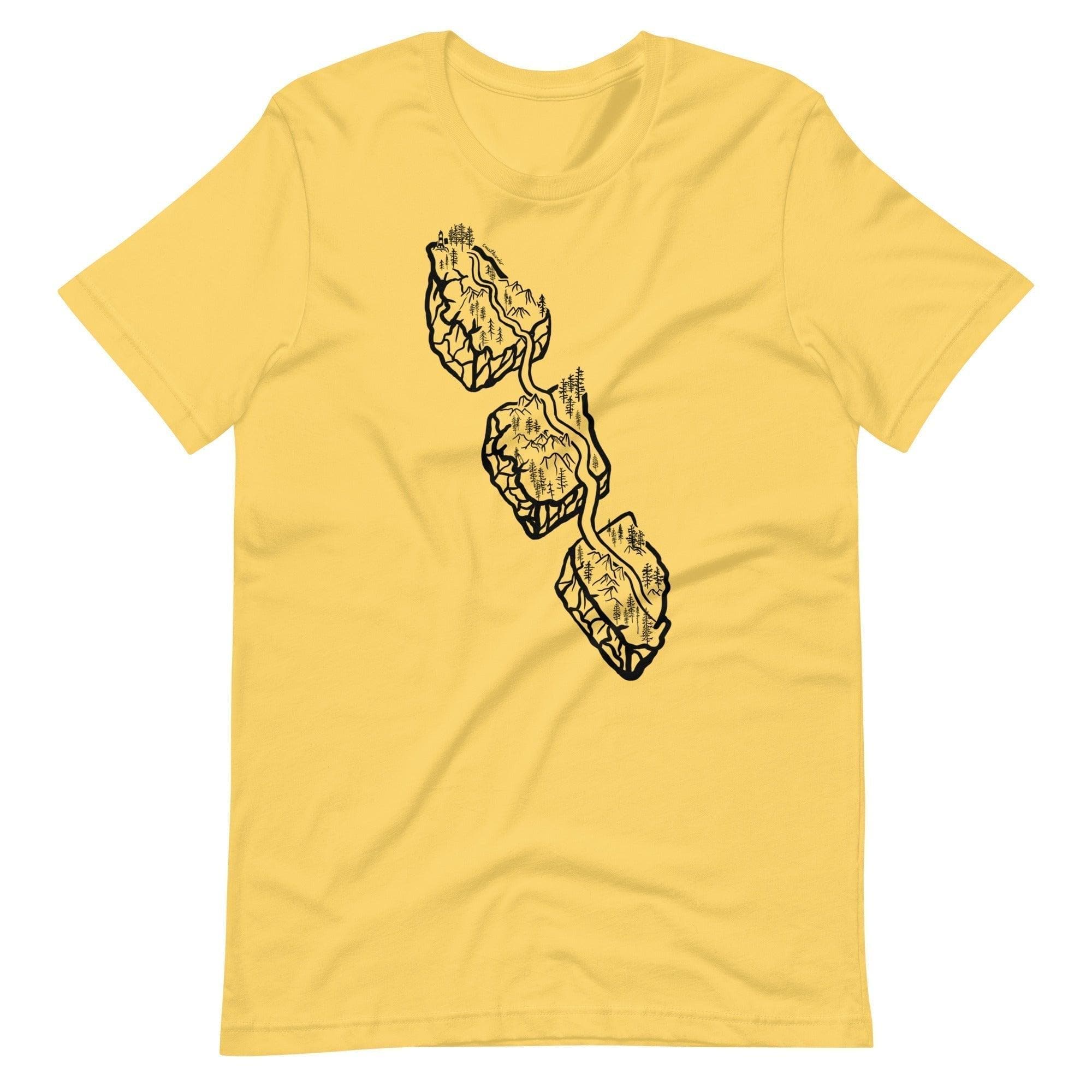 Design of Van Isle Highway - Unisex t-shirt , the colour is Yellow