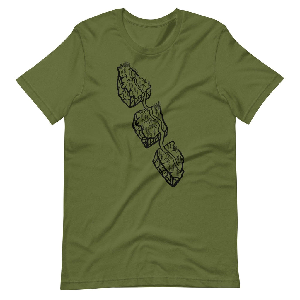 Design of Van Isle Highway - Unisex t-shirt , the colour is Olive