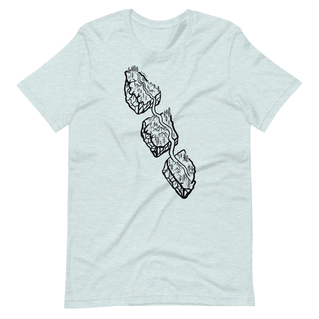 Design of Van Isle Highway - Unisex t-shirt , the colour is Heather Prism Ice Blue