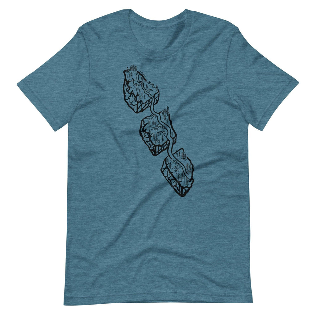 Design of Van Isle Highway - Unisex t-shirt , the colour is Heather Deep Teal