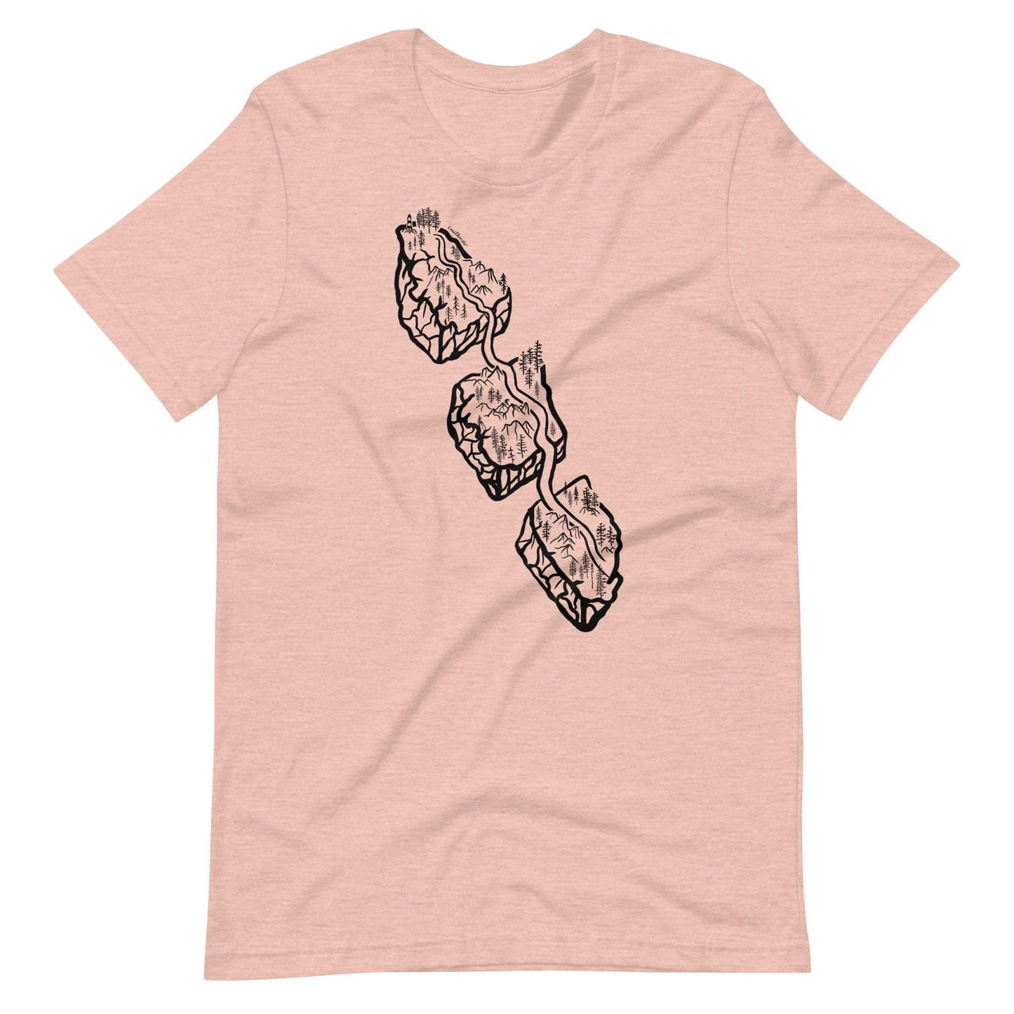 Design of Van Isle Highway - Unisex t-shirt , the colour is Heather Prism Peach